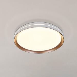 Searchlight Φωτιστικό οροφής LED Saucer, λευκό/ξύλινο, Ø 39 cm, σίδερο/ακρυλικό, ρυθμιζόμενος, Λευκό, Σαλόνι / τραπεζαρία, Μέταλλο, σύγχρονο