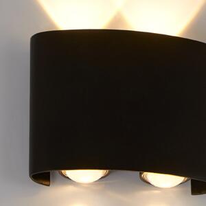 Searchlight Εξωτερικός φωτιστικός τοίχου LED Shadows, πλάτος 12 cm, μαύρος, μέταλλο, Μαύρο, Αλουμίνιο, σύγχρονο, Γωνιακός τοίχος