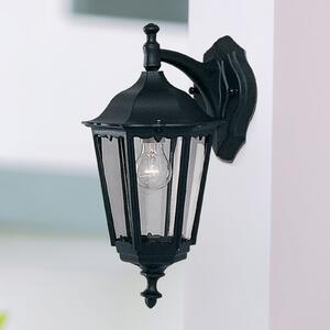 Searchlight Εξωτερικός φωτιστικός τοίχου Alex, ύψος 44 cm, μαύρο/διαφανές, μέταλλο/γυαλί, Μαύρο, Αλουμίνιο, Αντίκα, Φανάρι