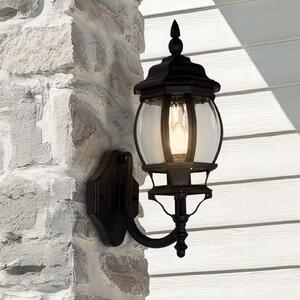 Searchlight Εξωτερικός φωτιστικός τοίχου Bel Aire, ύψος 46 cm, μαύρο/διαφανές, μέταλλο/γυαλί, Μαύρο, Αλουμίνιο, Αντίκα, Φανάρι
