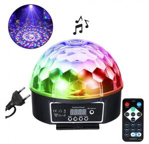 RGB Disco Μπάλα με Sound Control Activated Εφέ & Χειριστήριο GloboStar 79602 79602 Μαύρο