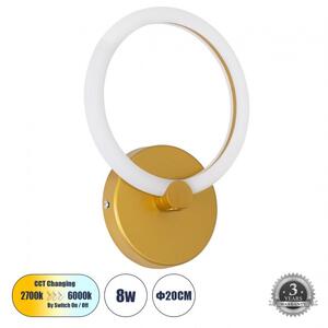 Φωτιστικό Τοίχου Απλίκα LED CCT 8W Αλουμίνιο MATILDA Globostar 61340 Χρυσό