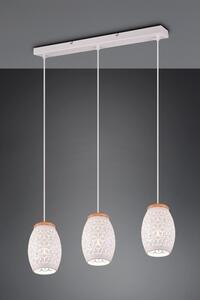 Κρεμαστό Φωτιστικό Οροφής 3xE27 Φυσικό Ξύλο Bidar Trio Lighting R31573031 Λευκό