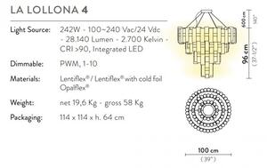 Πολυέλαιος Κρεμαστό Φωτιστικό Οροφής LED 242W Dimmable La Lollona 4 Slamp LALS4XLWHT06T00NMTEU Λευκό