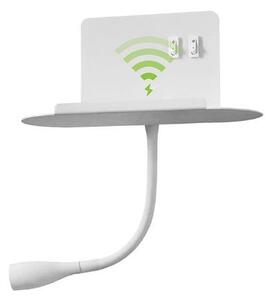 Απλίκα Φωτιστικό Τοίχου Με USB Και Wireless Charger LED 8W ΦOS_ME 17-00670-1 Λευκό