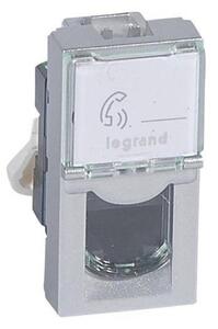 Πρίζα RJ 45 κατηγορίας 6 λευκή ασημί Mosaic Legrand 079461 Αλουμίνιο