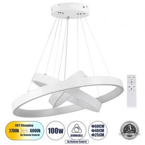 Κρεμαστό Φωτιστικό Οροφής LED 100W 12123lm NEMESIS TRIO DECO Globostar 61168-DECO Λευκό