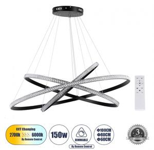 Κρεμαστό Φωτιστικό Οροφής LED 150W 18379lm DIAMOND ΤRIO DECO Globostar 61140-DECO Μαύρο