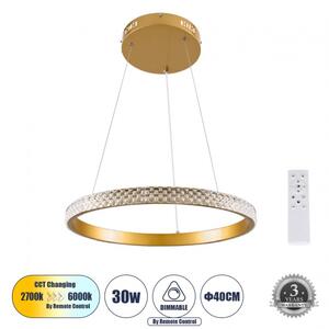 Κρεμαστό Φωτιστικό Οροφής LED 30W 3513lm DIAMOND 61129 Χρυσό Globostar 61129 Χρυσό