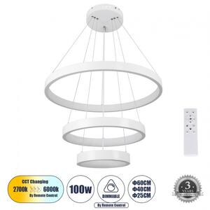 Κρεμαστό Φωτιστικό Οροφής LED 100W 12123lm NEMESIS TRIO Globostar 61168 Λευκό