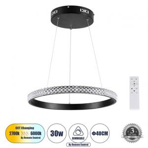 Κρεμαστό Φωτιστικό Οροφής LED 30W 3513lm DIAMOND 61128 Μαύρο Globostar 61128 Μαύρο