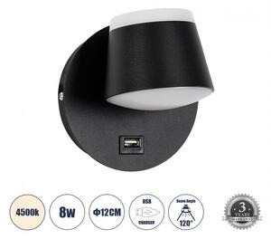 Απλίκα Φωτιστικό Τοίχου Ξενοδοχείου LED 8W 920lm REGENCY Globostar 61373 Μαύρο