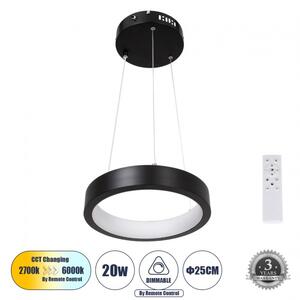 Κρεμαστό Φωτιστικό Οροφής LED CCT 20W 2356 lm NEMESIS 61152 Μαύρο Globostar 61152 Μαύρο