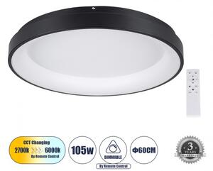 Πλαφονιέρα Φωτιστικό Οροφής Δαχτυλίδι LED CCT 105W 12075lm SALEM Globostar 61237 Μαύρο