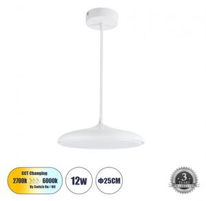 Κρεμαστό Φωτιστικό Οροφής LED 12W 1440lm BARON Globostar 61252 Λευκό