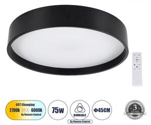 Πλαφονιέρα Φωτιστικό Οροφής LED CCT 75W 8625lm NARNIA Globostar 61257 Μαύρο