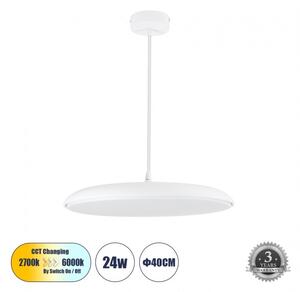 Κρεμαστό Φωτιστικό Οροφής Οβάλ LED 24W 2880lm BARON Globostar 61255 Λευκό