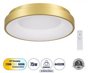 Πλαφονιέρα Φωτιστικό Οροφής Δαχτυλίδι LED CCT 75W 8625lm SALEM Globostar 61235 Χρυσό