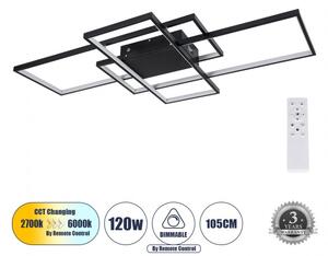 Φωτιστικό Οροφής LED CCT 120W 14400lm QUADRA Globostar 61388 Μαύρο