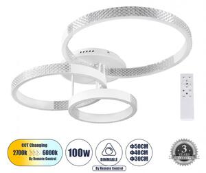 Φωτιστικό Οροφής Δαχτυλίδι Τρίφωτο LED CCT 100W 12123lm DIAMOND Globostar 61115 Λευκό