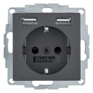 Πρίζα Σούκο με 2xUSB Ανθρακί Berker 48031606 Hager 48031606 Ανθρακί