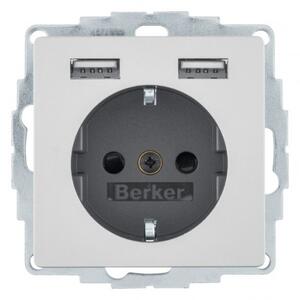 Πρίζα Σούκο με 2xUSB Αλουμίνιο Berker 48036084 Hager 48036084 Αλουμίνιο