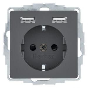 Πρίζα Σούκο με 2xUSB Ανθρακί Berker 48036086 Hager 48036086 Ανθρακί