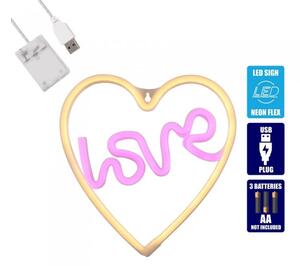 Διακοσμητικό Φωτιστικό Neon Led Θερμό Λευκό Love & Heart 78591 Globostar 78591 Πολύχρωμο