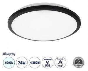 Πλαφονιέρα Οροφής LED 24W IP54 Φ30 6000K Μαύρο 60996 Globostar 60996 Μαύρο