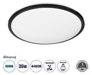 Πλαφονιέρα Οροφής LED 36W IP54 Φ48 6000K Μαύρο 60998 Globostar 60998 Μαύρο