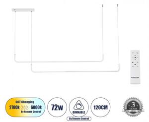 Κρεμαστο Φωτιστ LED CCT 72W LINARIA DUO Αλουμίνιο Dimmable Globostar 60925 Λευκό