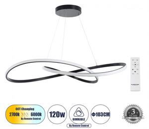 Κρεμαστό Φωτιστικό LED CCT 120W Φ103cm Αλουμίνιο Dimmable Globostar 60917 Μαύρο