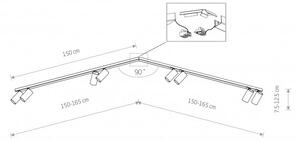 Σποτ Φωτιστικό Ράγας 8xGU10 10W IP20 Mono Corner 2x150 Nowodvorski 7721 Μαύρο