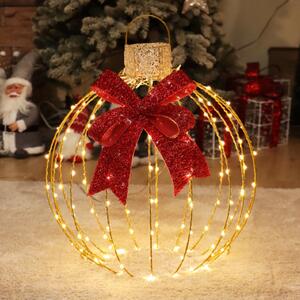 Λαμπάκια Glitter 3D Gold Ball Bow 128 LED Θερμό Φως Flash Χρυσό 60cm IP44 Διάφανο Καλώδιο X0712814102 ACA X0712814102 Χρυσό