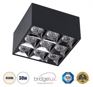 Επίτοιχο Σποτ Downlight LED TrimLess 30W Μαύρο Κάτοπτρο Χρωμίου 4500K LUMINAR SUPERIOR 60336 Globostar 60336 Μαύρο