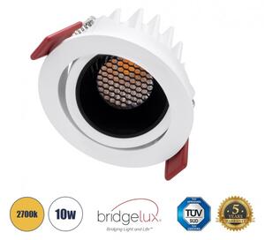 Χωνευτό Σποτ Downlight LED TrimLess 10W Κινούμενο-Λευκό-Μαύρο Θερμό 2700K LEO-R 60283 Globostar 60283 Λευκό