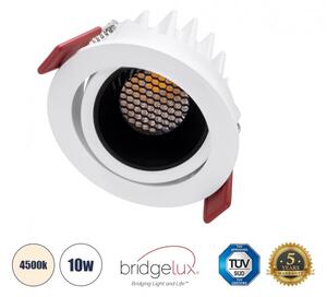 Χωνευτό Σποτ Downlight LED TrimLess 10W Κινούμενο-Λευκό-Μαύρο Φυσικό 4500K LEO-R 60282 Globostar 60282 Λευκό