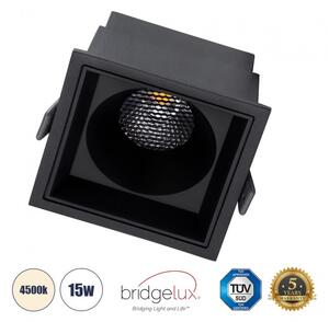 Χωνευτό Σποτ Downlight LED TrimLess 15W Μαύρο Φυσικό 4500K PLUTO-B 60280 Globostar 60280 Μαύρο