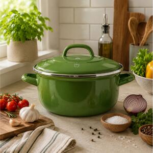 Κατσαρόλα BK Dutch Oven Indigo με καπάκι, εμαγιέ επίστρωση, διάμετρο 22cm και χωρητικότητα 3.3L - Green