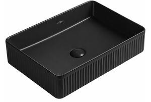 Mexen Grovo νεροχύτης επιτραπέζιου ριγέ 50 x 34 cm, μαύρο ματ - 22305085