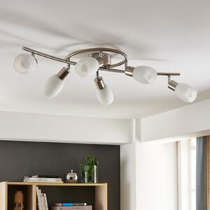 Lindby Προβολέας Arda, 75 cm, 6-φωτο, νικέλιο, γυαλί, E14, ρυθμιζόμενος, Μεταλλικό, Σαλόνι / τραπεζαρία, Γυαλί, σύγχρονο