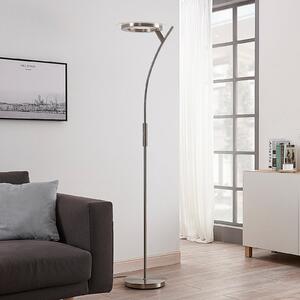 Lindby LED φωτιστικό δαπέδου Darion, γκρι, μεταλλικό, dimmable, 180cm, ρυθμιζόμενος, Γκρι, Σαλόνι / τραπεζαρία, Μέταλλο, σύγχρονο