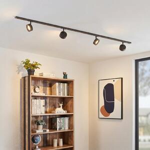 Lindby Σύστημα ράγας Linaro, Ø 9,5 cm, 4 φτερά, LED, μαύρο, Μαύρο, Μελέτη / Γραφείο, Μέταλλο, σύγχρονο