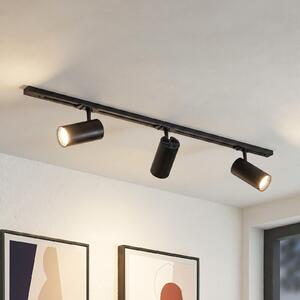 Lindby Σύστημα ράγας Linaro Ø7cm, 3 φτερά, LED, μαύρο, CCT, ρυθμιζόμενος, Μαύρο, Μελέτη / Γραφείο, Μέταλλο, σύγχρονο