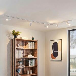 Lindby Σύστημα ράγας Linaro, Ø 7 cm, 5 φτερά, LED, λευκό, CCT, ρυθμιζόμενος, Λευκό, Μελέτη / Γραφείο, Μέταλλο, σύγχρονο