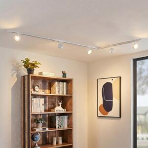 Lindby Σύστημα ράγας Linaro, Ø 9,5 cm, 5 φτερά, LED, λευκό, Λευκό, Μελέτη / Γραφείο, Μέταλλο, σύγχρονο