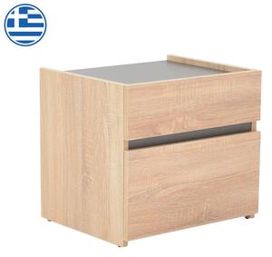 Κομοδίνο Comcie pakoworld σε φυσικό με γκρι απόχρωση 50x42x45.5εκ