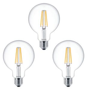 Philips - 3-pack Λαμπτήρας LED 7W (806lm) Filament Globe Ø93 E27