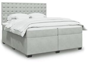 VidaXL Κρεβάτι Boxspring με Στρώμα Ανοιχτό Γκρι 200x200 εκ. Βελούδινο