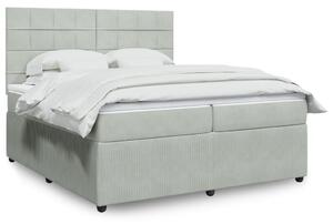 VidaXL Κρεβάτι Boxspring με Στρώμα Ανοιχτό Γκρι 200x200 εκ. Βελούδινο